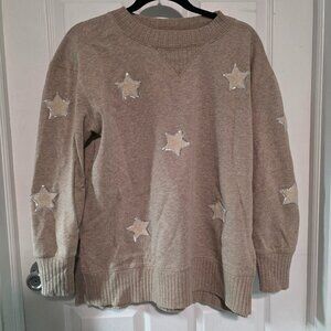 Maurice's Heather Tan Sweatshirt with Sequin Stars Size M